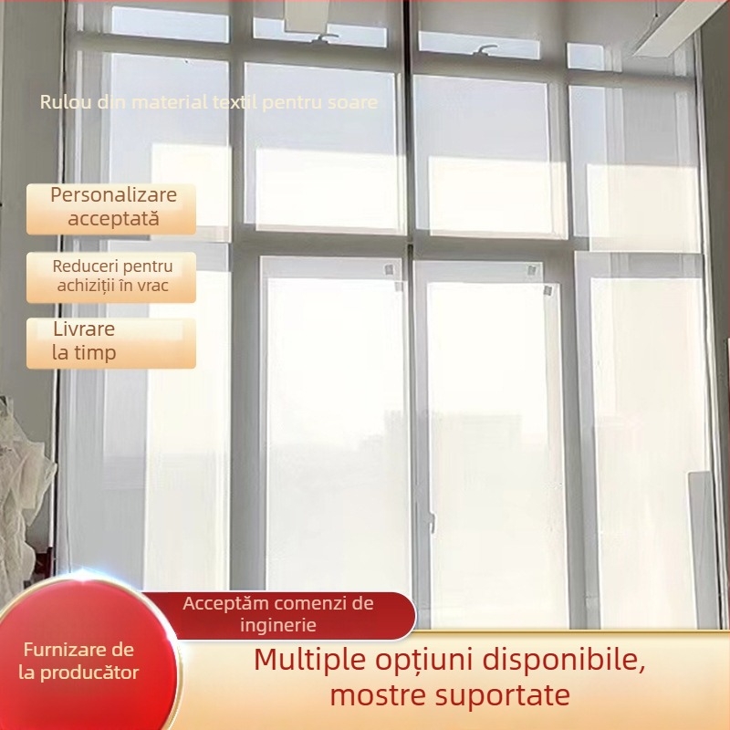 Rulouri din material cu efect de lumină pentru birou și balcon – blackout total sau semi-întunecare, alb/gri/bej, stil minimalist modern