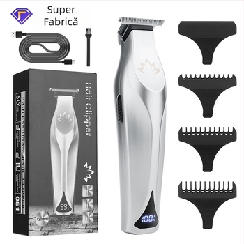 Mașină de tuns electrică cu afișaj digital, reîncărcabilă pentru bărbați – stil retro, clipper profesional pentru frizerie