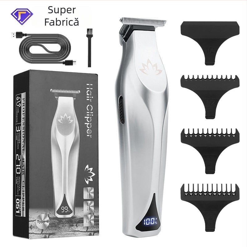 Mașină de tuns electrică cu afișaj digital, reîncărcabilă pentru bărbați – stil retro, clipper profesional pentru frizerie
