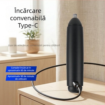 Trimmer pentru nas și ras, uz casnic, reîncărcabil, lamă detașabilă lavabilă, încărcare rapidă, două funcții într-unul