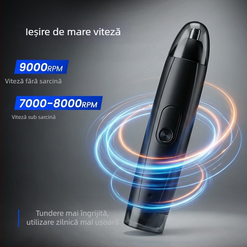 Trimmer pentru nas și ras, uz casnic, reîncărcabil, lamă detașabilă lavabilă, încărcare rapidă, două funcții într-unul