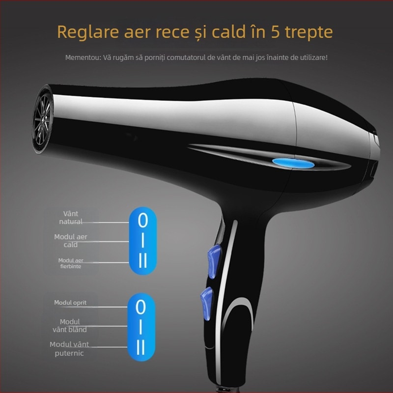 Uscător de păr pentru casă și salon, 800W, aer cald și rece, model 8020, carcasă ABS, motor DC cu perii