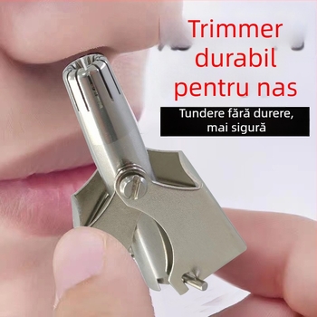 Trimmer manual pentru nas, din oțel inoxidabil, fără baterie, complet lavabil