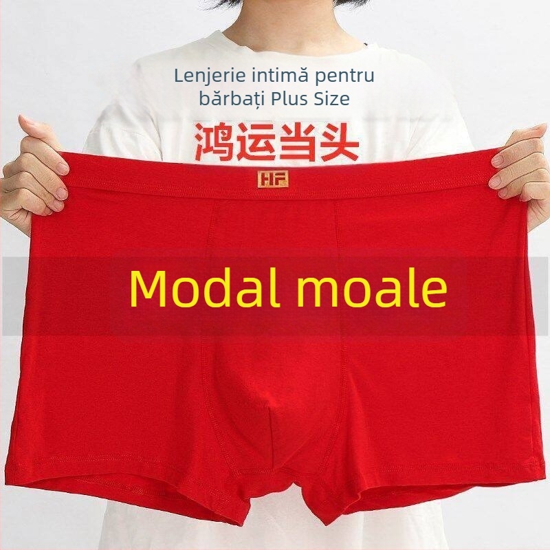 Boxeri bărbați din modal respirant, roșii, talie medie, mărime mare