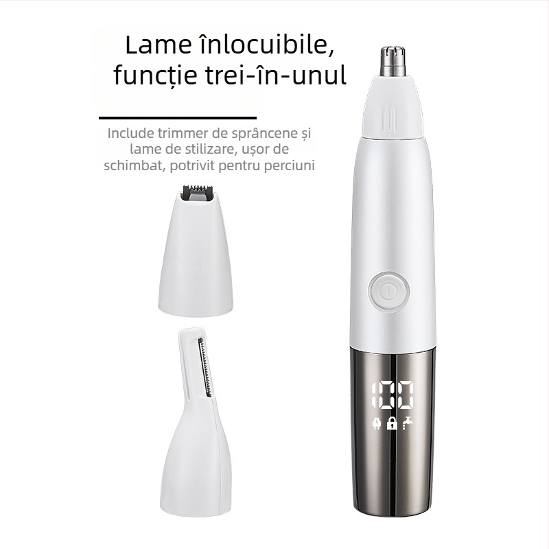 Cool Trend trimmer electric 3-in-1 pentru nas, conturare sprâncene și gravare, IPX4 rezistent la apă, ușor, 96 g