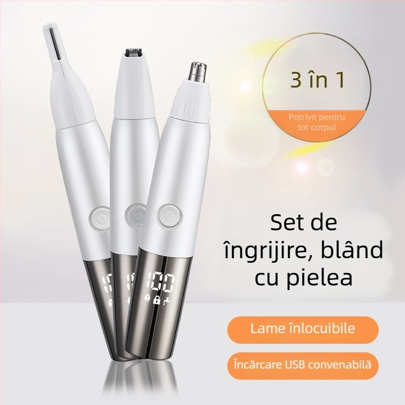 Cool Trend trimmer electric 3-in-1 pentru nas, conturare sprâncene și gravare, IPX4 rezistent la apă, ușor, 96 g
