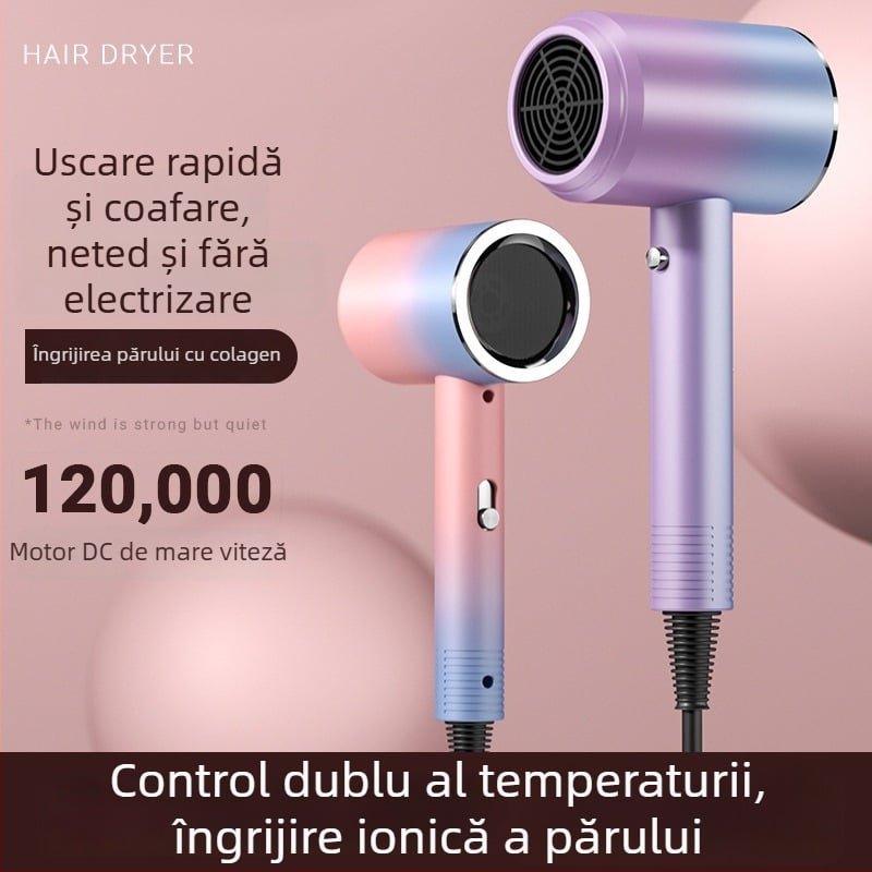 Uscător de păr pentru uz casnic cu ioni negativi, silențios, uscare rapidă, flux de aer puternic, potrivit pentru cămine studențești