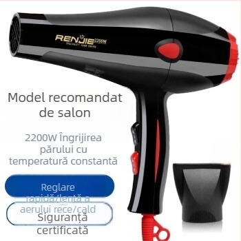 Renjie 835 Uscător de păr profesional pentru salon, 2200W, aer cald și rece, uscare rapidă, 3 trepte de viteză, protecție la supraîncălzire