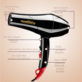 Bright Rct3200 uscător de păr 1800W, motor brushless, cu aer cald și rece, pentru salon la domiciliu, stilizare profesională și îngrijire a animalelor de companie
