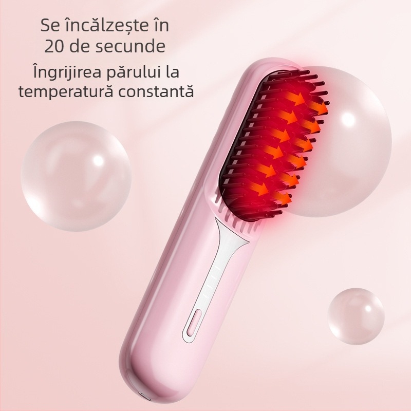 Pieptene ionic fără fir pentru netezire și ondulare, portabil, dual pentru îndreptare și ondolare, reîncărcabil
