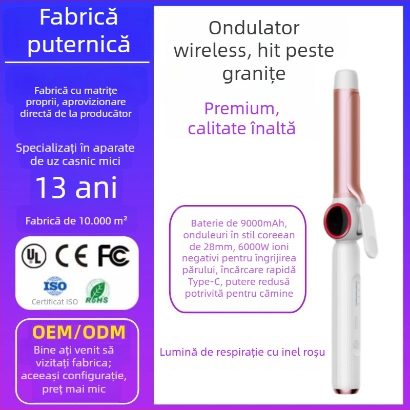 Ondulator fără fir cu ioni, trei în unu, încălzire rapidă la temperatură înaltă, încărcare USB pentru îngrijirea părului
