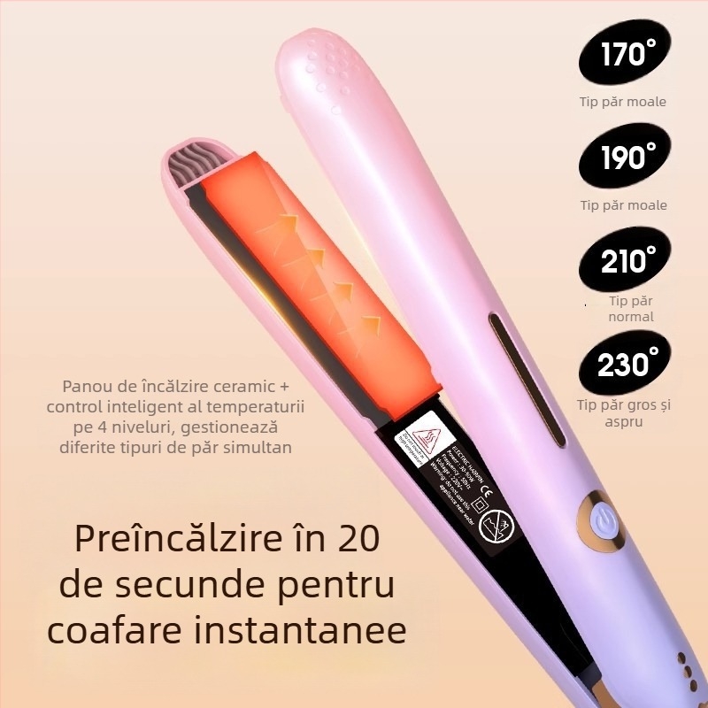 Aparat electric de îndreptat și ondulat părul – dual funcțional, delicat cu părul, portabil, pentru uz casnic, pentru breton