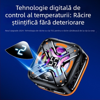 Radiator magnetic cu semiconductori pentru telefoane mobile, două trepte de răcire, funcționare silențioasă, pentru gaming, cu afișaj digital al temperaturii