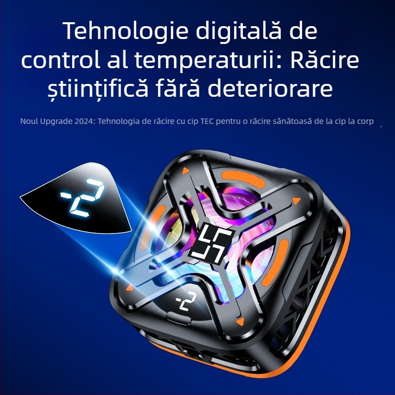 Radiator magnetic cu semiconductori pentru telefoane mobile, două trepte de răcire, funcționare silențioasă, pentru gaming, cu afișaj digital al temperaturii