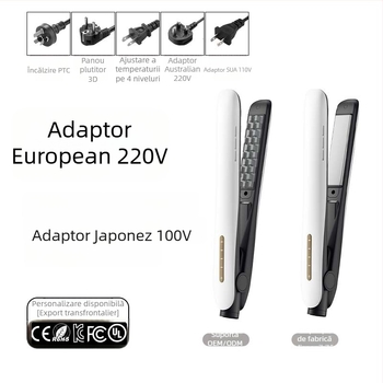 Aparat dual pentru îndreptarea și ondularea părului, pentru breton, cu protecție ionică, compact și portabil, pentru femei