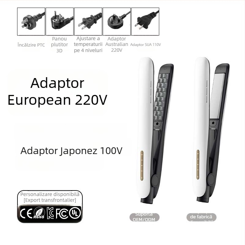 Aparat dual pentru îndreptarea și ondularea părului, pentru breton, cu protecție ionică, compact și portabil, pentru femei