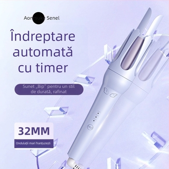 Ondulator automat complet, tambur de 32 mm, bucle mari și valuri, blând cu părul, consum redus de energie