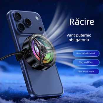 TL11 cooler pentru telefon cu ventilator, răcire cu aer, prindere tip clip, lumini colorate, funcționare silențioasă, flux de aer puternic