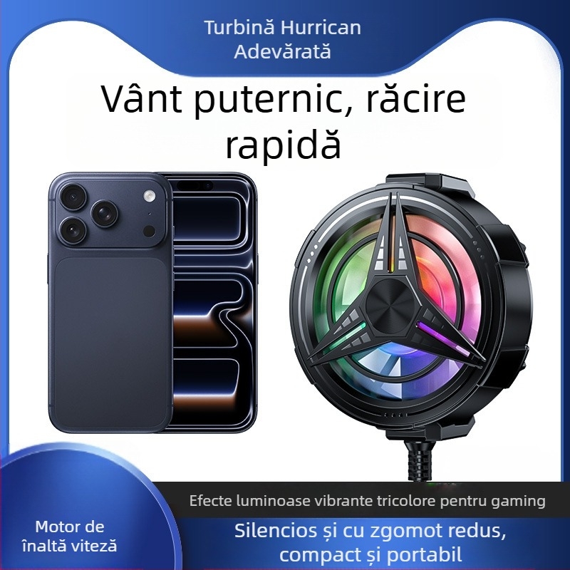 TL11 cooler pentru telefon cu ventilator, răcire cu aer, prindere tip clip, lumini colorate, funcționare silențioasă, flux de aer puternic