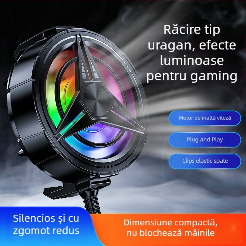 TL11 cooler pentru telefon cu ventilator, răcire cu aer, prindere tip clip, lumini colorate, funcționare silențioasă, flux de aer puternic
