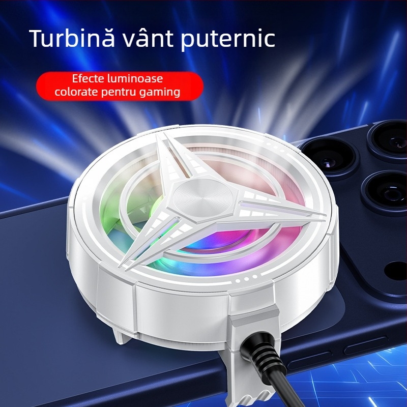 TL11 cooler pentru telefon cu ventilator, răcire cu aer, prindere tip clip, lumini colorate, funcționare silențioasă, flux de aer puternic