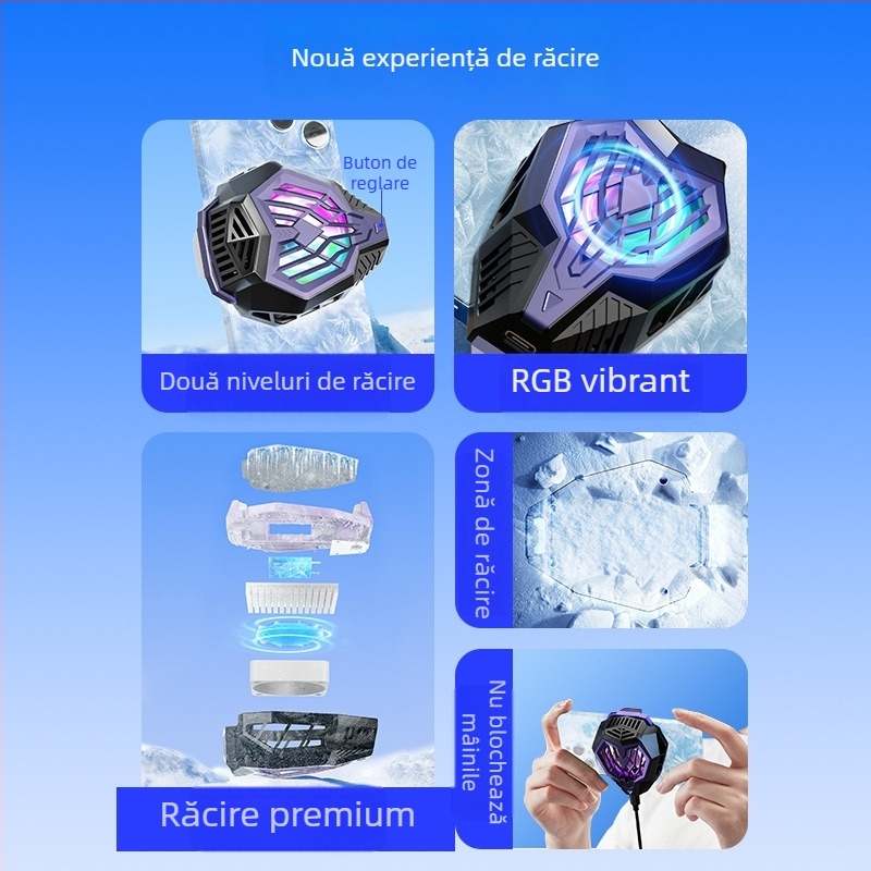 Clip de răcire pentru telefon cu răcire pe bază de semiconductori, silențios, control al temperaturii, pentru gaming