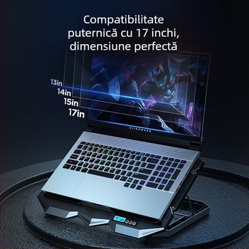 Suport răcire pentru notebook K22 cu 4 ventilatoare, răcire silențioasă pentru gaming, dimensiuni 385×280×28 mm