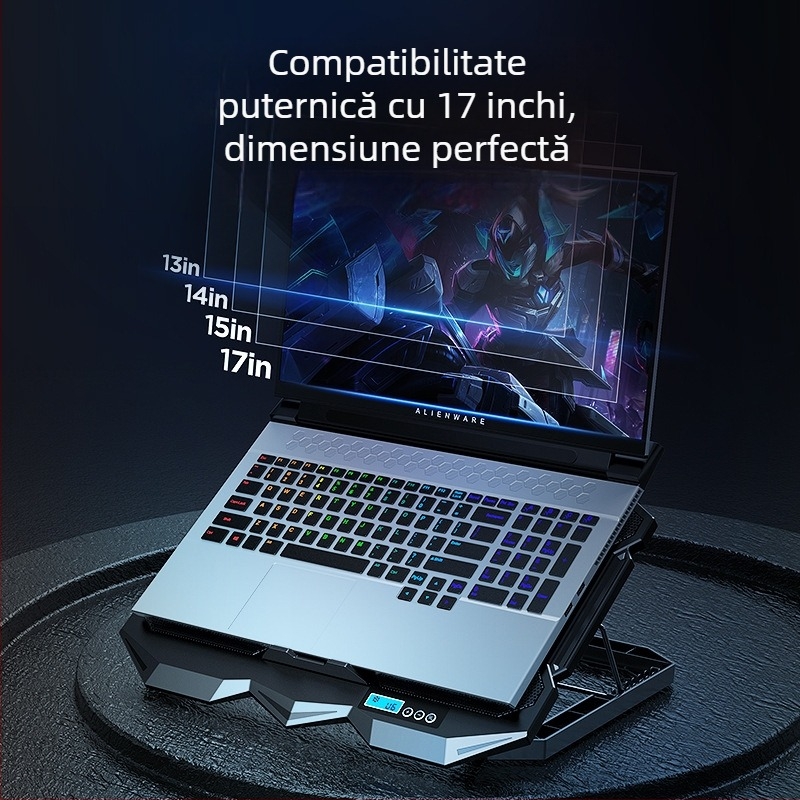 Suport răcire pentru notebook K22 cu 4 ventilatoare, răcire silențioasă pentru gaming, dimensiuni 385×280×28 mm