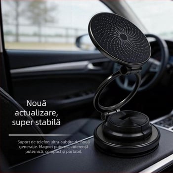 Suport auto ultra-subțire pentru telefon cu MagSafe, fixare vacuum, rotire de 360°, pentru streaming pe birou
