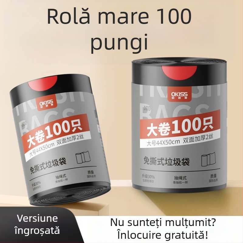 Sac de gunoi negru, pentru uz casnic, întărit, cu mâner, rezistent la rupere, potrivit pentru bucătărie și sufragerie