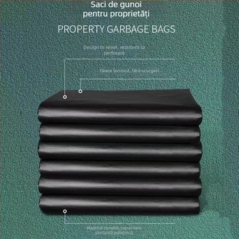 Saci de gunoi negri, cu gură plată, groși, biodegradabili, de unică folosință, pentru industrie, salubritate și hotelier