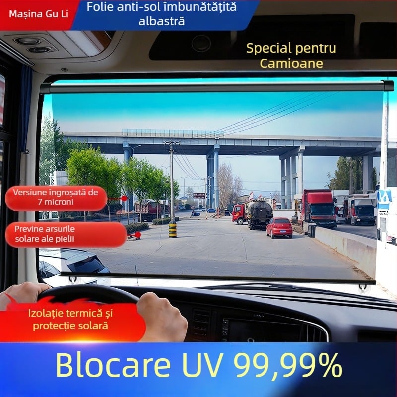 Cortine de protecție solară pentru camioane, autobuze, autoturisme și tricicluri; protecție solară și izolație termică pentru parbrizul frontal al șoferului