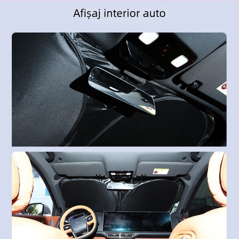 Parasolar auto Titanium argintiu pentru parbrizul frontal și geamurile laterale – protecție solară și izolație termică