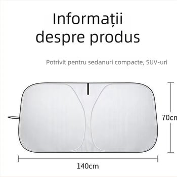 Parasolar auto de vară, cu două straturi, titan-argintiu, izolație termică și blocare a luminii