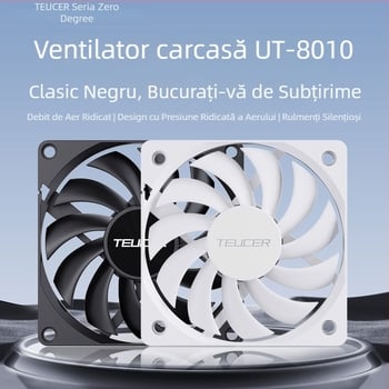 TEUCER UT-8010 ventilator CPU silențios, 80x80x10 mm, control temperatură