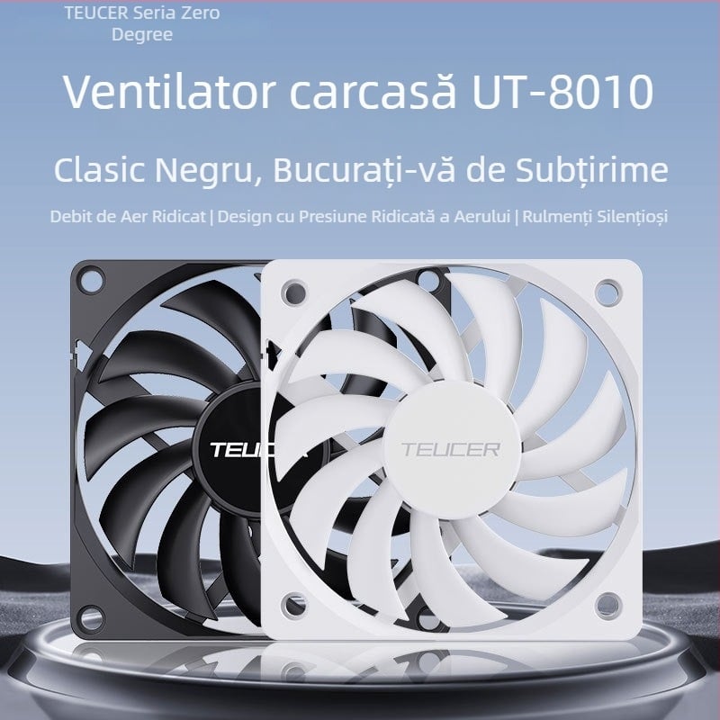 TEUCER UT-8010 ventilator CPU silențios, 80x80x10 mm, control temperatură