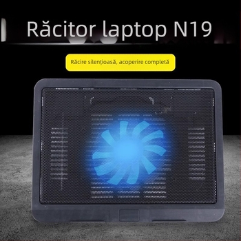 N19 Răcire pentru laptop cu ventilatoare duale, pentru notebook de 14 inch, bază LED albastră și suport