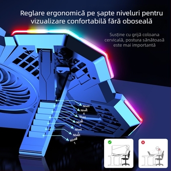F13 răcitor pentru laptop cu RGB, bază cu unghiuri multiple, silențios