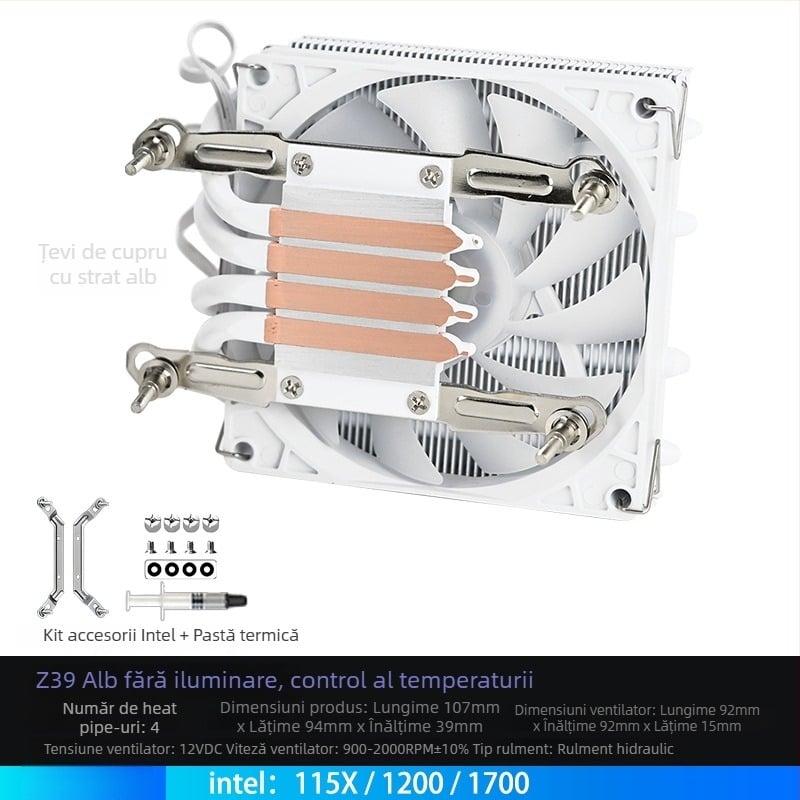 Z39 cooler CPU ITX pentru PC desktop, cu mecanism de apăsare în jos, compatibil cu 1700/1200/115x/AM4, ventilator silențios cu controlul temperaturii