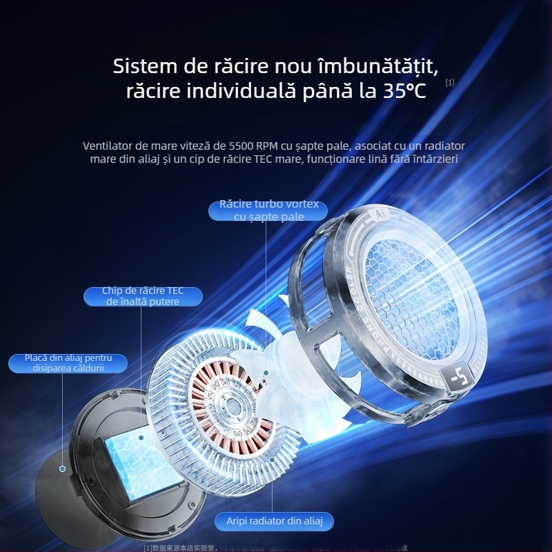 Radiator AI pentru telefon cu control inteligent al temperaturii, reglare automată ultra-silencioasă, răcire cu semiconductori