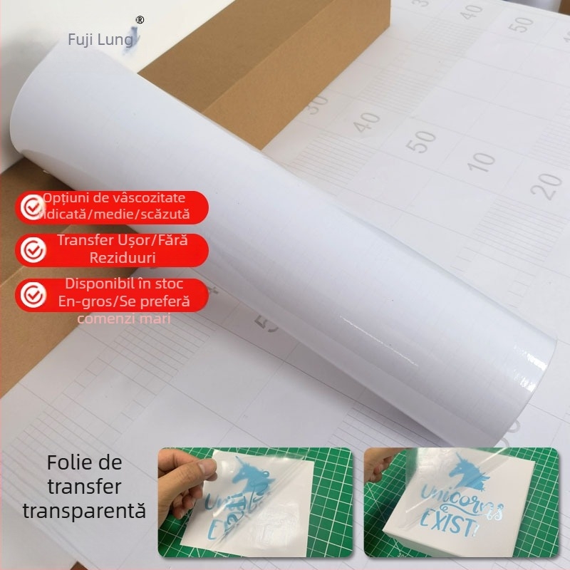 Film de transfer transparent, 60 cm, și hârtie de transfer pentru grafice auto și litere