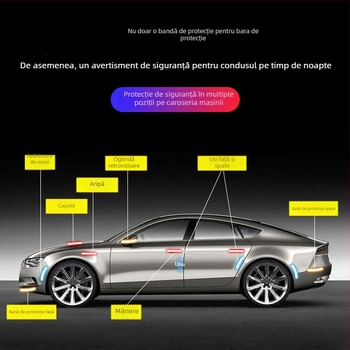 Bandă anti‑coliziune pentru ușa automobilului cu autocolant reflectorizant de avertizare, 170×30 mm