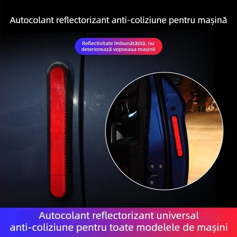 Bandă anti‑coliziune pentru ușa automobilului cu autocolant reflectorizant de avertizare, 170×30 mm