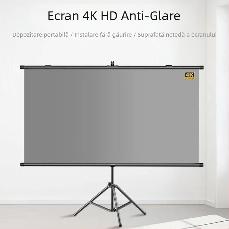 Xinjieke ecran de proiecție anti-reflexie, 60-100 inch, pentru casă și birou, suport de podea portabil și opțiune de montaj pe perete fără găuri
