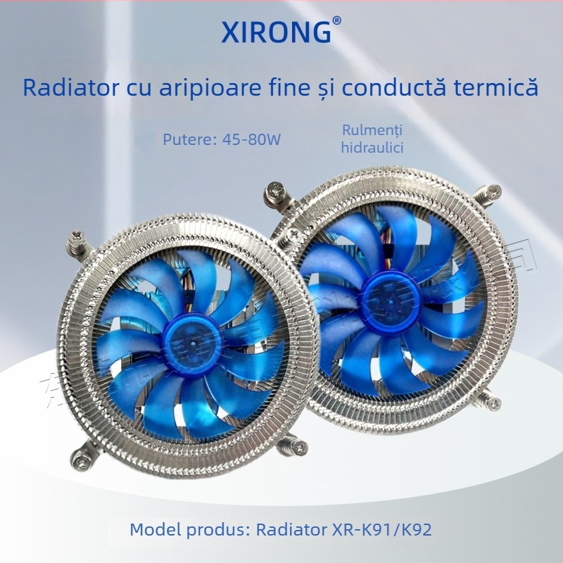 Radiator inteligent cu controlul temperaturii, flux de aer mare, design cu lamele fine, două țevi din cupru, structură din cupru-aluminiu