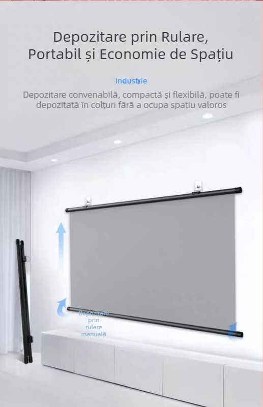 Xinjieke Ecran de proiecție montat pe perete, anti-reflexie, pentru uz casnic, HD, 60–120 inch, fără găuri de montaj