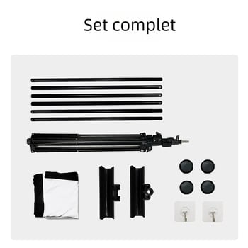 Ecran de proiecție portabil pentru exterior cu suport, 100–120 inch, montaj pe perete fără găuri, anti-reflexie, pentru uz casnic