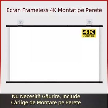 Suport de perete pentru ecranul de proiecție, ecran complet pentru uz casnic, pentru utilizare în living pe timp de zi, fără găuri