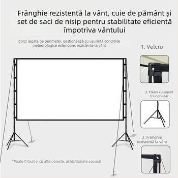 Ecran de proiecție pentru camping în aer liber, cu suport portabil, pentru filme HD