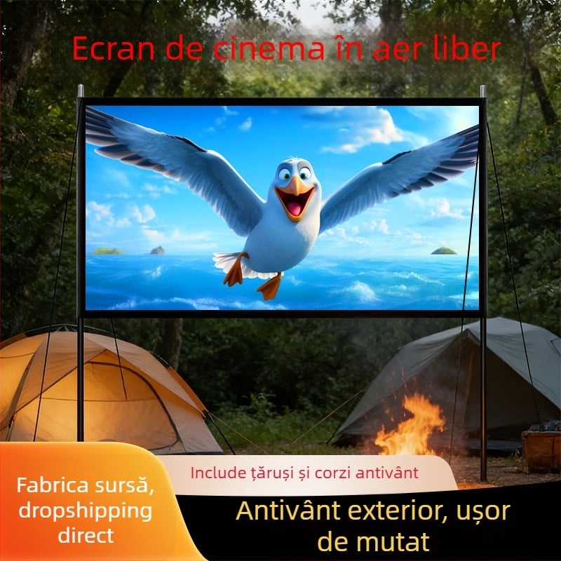 Ecran de proiecție pliabil, exterior, portabil pentru camping